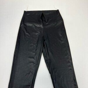 CY Fashion Womens Faux Leather Pants Black Snakeskin High Rise Pull On Stretch M